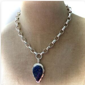 NEW Designer LAPIS Lazuli Silver Necklace